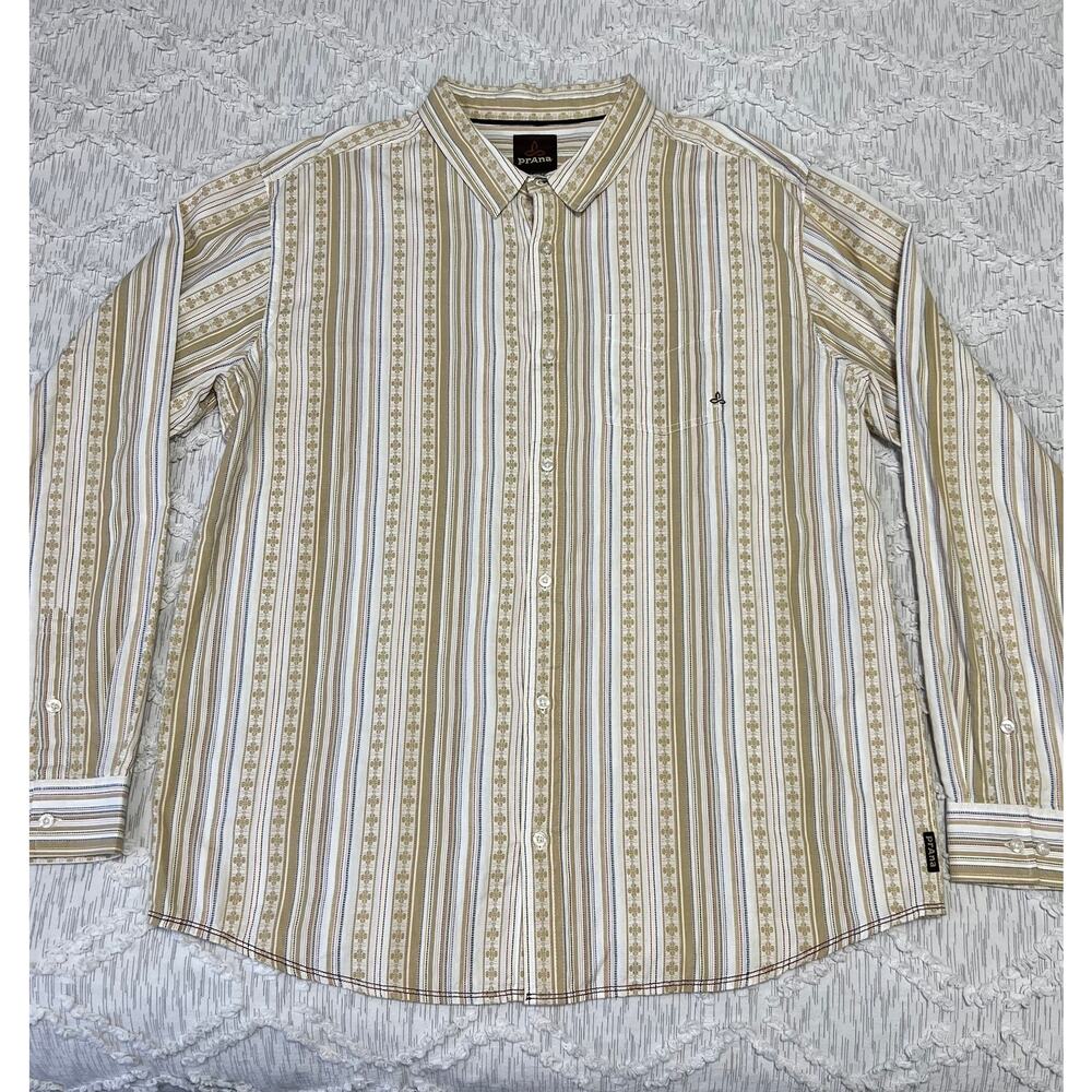 prAna, Long Sleeve Men’s Striped Button-up Shirt Size XX LRG
